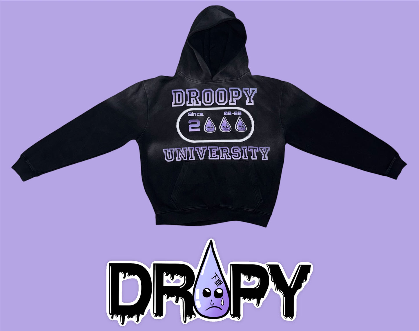 DROOPY UNIVERSITY ACID WASHED SWEATSUIT